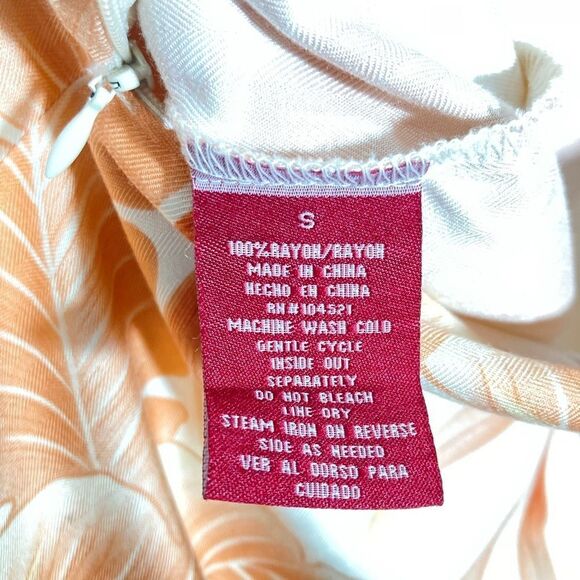 Caribbean Joe Sundress V Neck Tropical Leaf Hawaiian Print Mini Dress size S - Picture 3 of 6